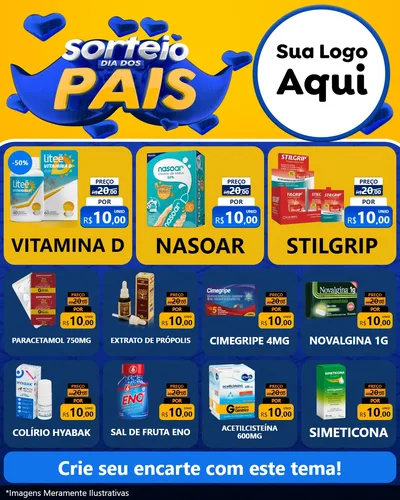 Modelo de Rede Social para Feed Instagram com o tema Sorteio Dia dos Pais para Farmácia