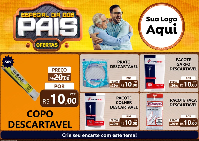 Modelo de Encarte para Encarte A4 Horizontal com o tema Especial Dia dos Pais para Embalagens