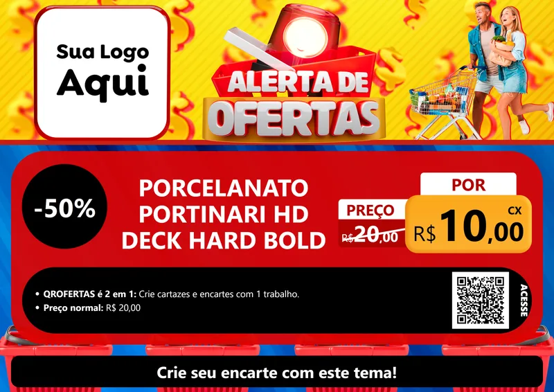 Modelo de Cartaz para Cartaz A4 Horizontal com o tema Alerta de Ofertas para Pisos e revestimentos