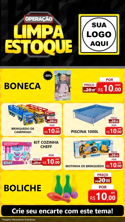 Modelo de TV para TV Vertical com o tema Operação Limpa Estoque para Brinquedos