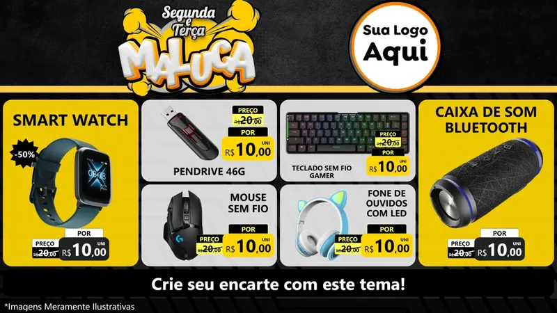 Modelo de TV para TV Horizontal com o tema Segunda e Terça Maluca para Informática