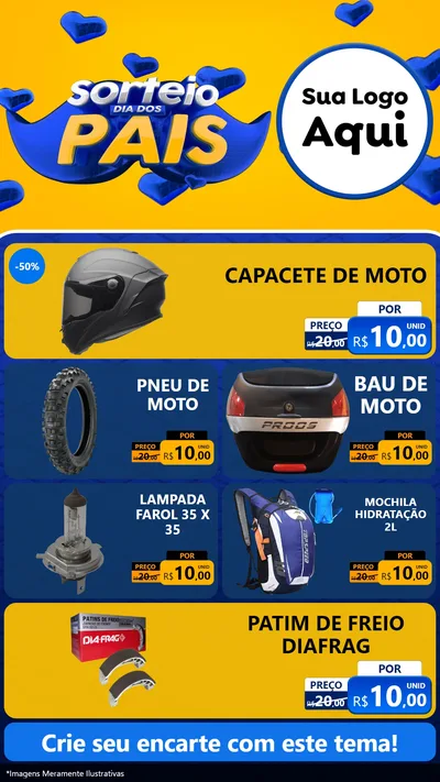 Modelo de TV para TV Vertical com o tema Sorteio Dia dos Pais para Moto peças