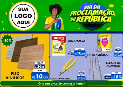 Modelo de Encarte para Encarte A4 Horizontal com o tema Dia Da Proclamação Da República para Material para Construção