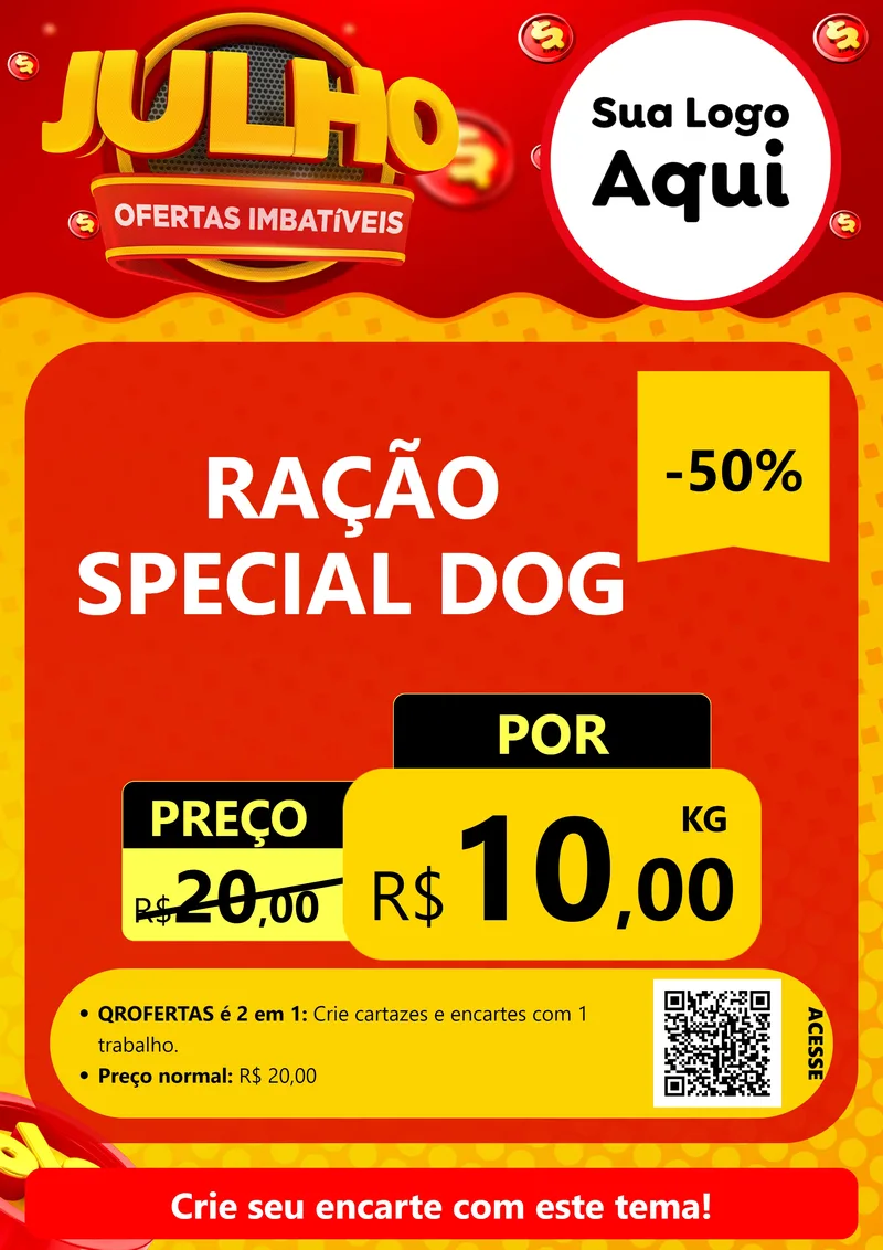 Modelo de Cartaz para Cartaz A4 Vertical com o tema Julho Ofertas Imbatíveis para Pet Shop