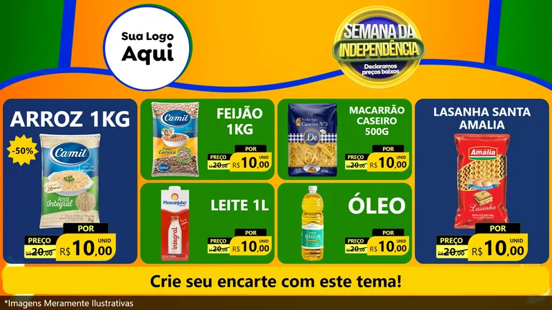 Modelo de TV para TV Horizontal com o tema Semana da Independência Declaramos Preços Baixos para Supermercado