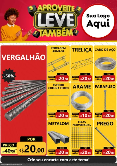 Modelo de Encarte para Encarte A4 Vertical com o tema Aproveite e Leve Também para Ferragens