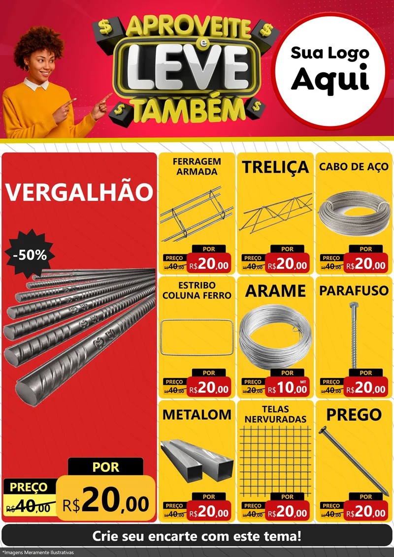 Modelo de Encarte para Encarte A4 Vertical com o tema Aproveite e Leve Também para Ferragens