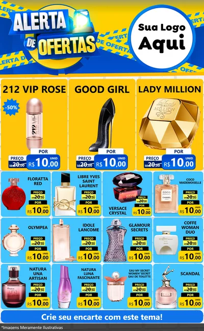 Modelo de Encarte para Encarte Grande com o tema Alerta de Ofertas para Perfumes
