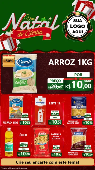Modelo de Rede Social para Stories com o tema Um Natal de Ofertas para Supermercado