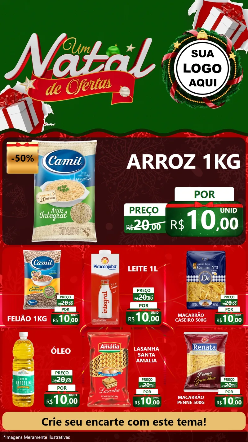 Modelo de Rede Social para Stories com o tema Um Natal de Ofertas para Supermercado