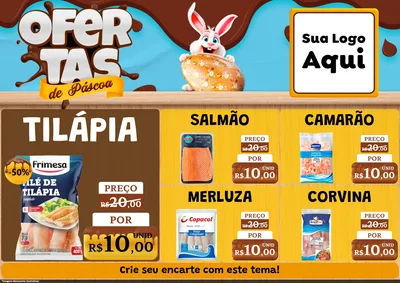 Modelo de Encarte para Encarte A4 Horizontal com o tema Ofertas de Páscoa para Peixaria
