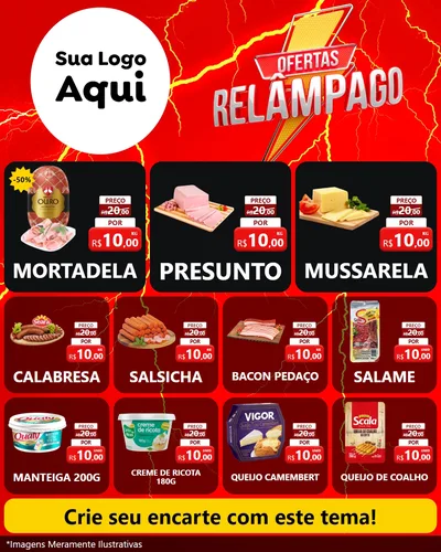 Modelo de Rede Social para Feed Instagram com o tema Ofertas Relâmpago para Frios e Laticínios