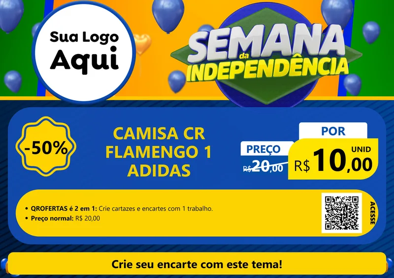 Modelo de Cartaz para Cartaz A4 Horizontal com o tema Semana da Independência para Roupas e acessórios