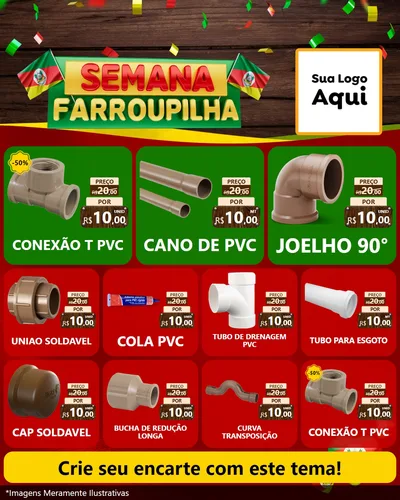Modelo de Rede Social para Feed Instagram com o tema Semana Farroupilha para Tubos e conexões