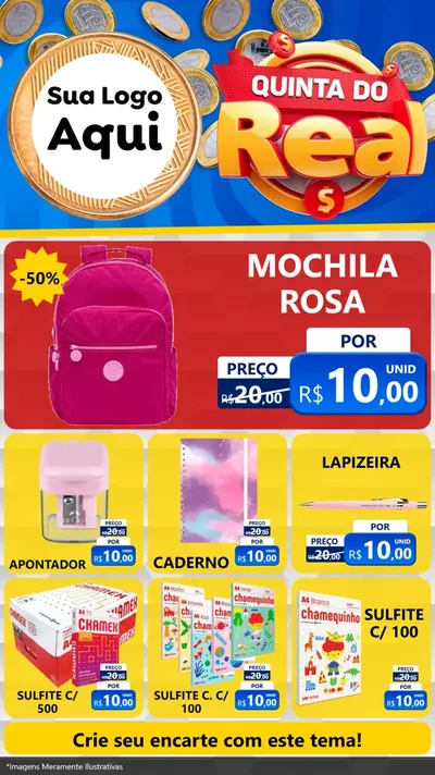 Modelo de Rede Social para Stories com o tema Quinta do Real para Papelaria