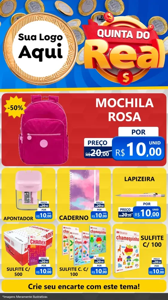 Modelo de Rede Social para Stories com o tema Quinta do Real para Papelaria