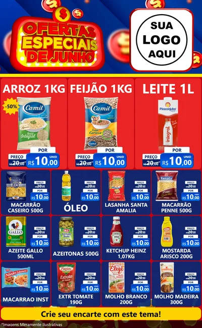 Modelo de Encarte para Encarte Grande com o tema Ofertas Especiais de Junho para Supermercado