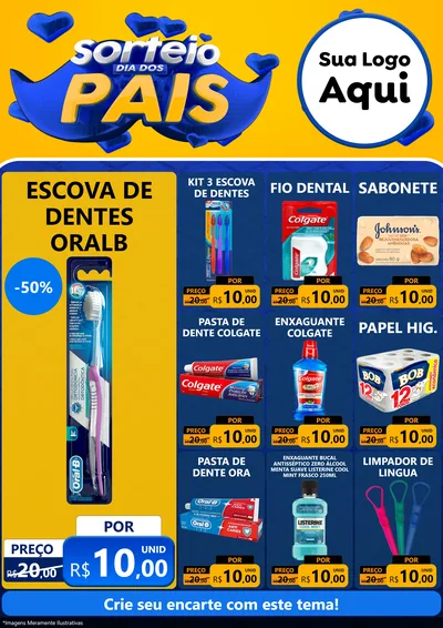 Modelo de Encarte para Encarte A4 Vertical com o tema Sorteio Dia dos Pais para Higiene Pessoal