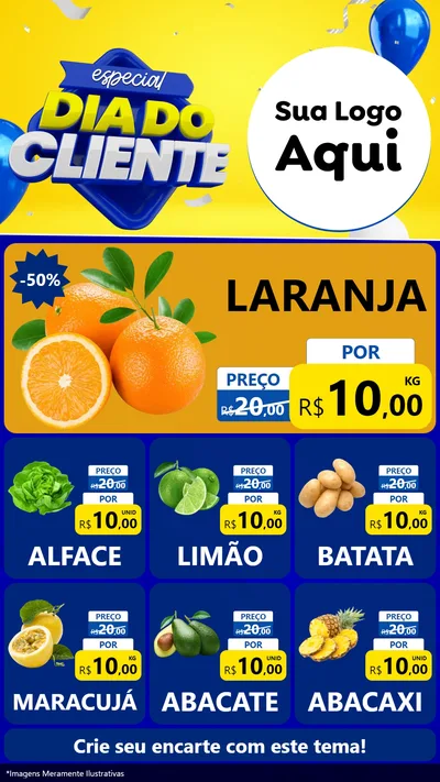 Modelo de Rede Social para Stories com o tema Especial Dia do Cliente para Hortifrúti
