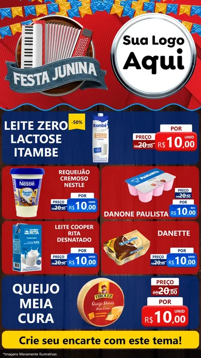 Modelo de TV para TV Vertical com o tema Festa Junina para Frios e Laticínios