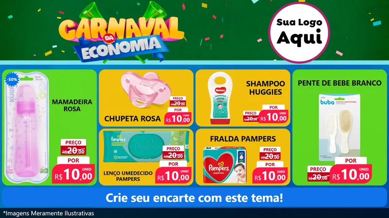 Modelo de TV para TV Horizontal com o tema Carnaval da Economia para Bebês