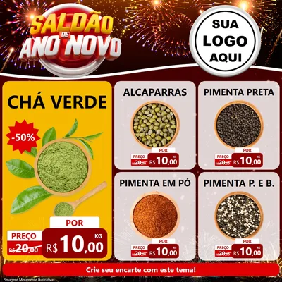 Modelo de Rede Social para Feed Facebook com o tema Saldão de Ano Novo para Produtos Naturais