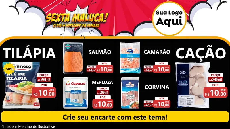 Modelo de TV para TV Horizontal com o tema Sexta Maluca! para Peixaria
