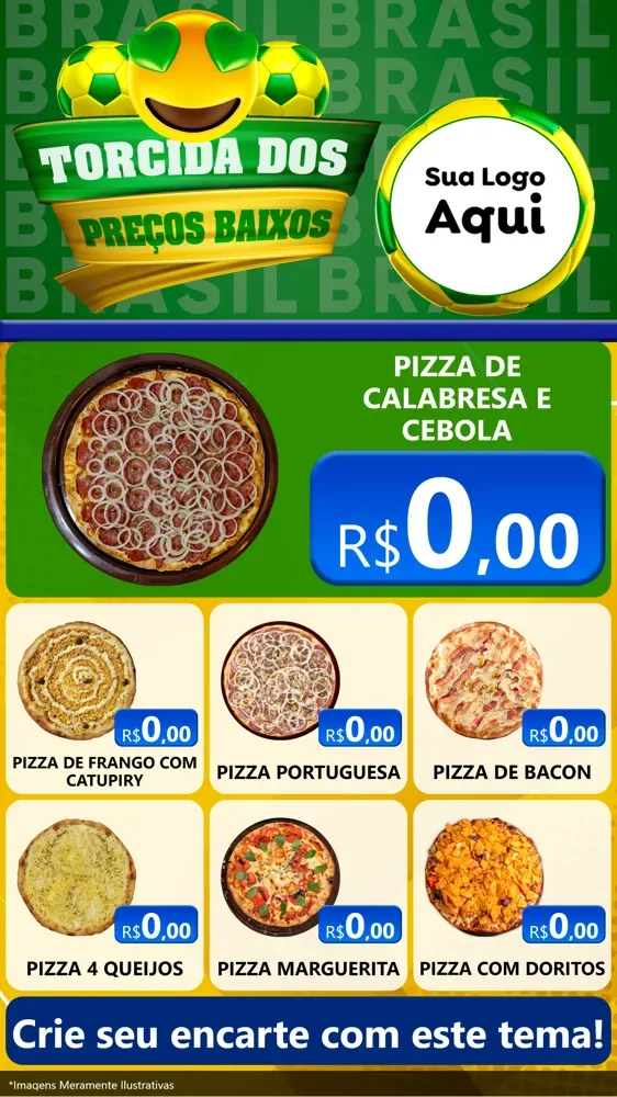 Modelo de Rede Social para Stories com o tema Torcida dos Preços Baixos - Copa para Pizzaria
