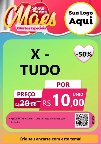 Modelo de Cartaz para Cartaz A4 Vertical com o tema Show das Mães - Ofertas Especiais para Hamburgueria