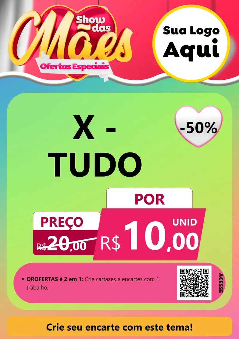 Modelo de Cartaz para Cartaz A4 Vertical com o tema Show das Mães - Ofertas Especiais para Hamburgueria