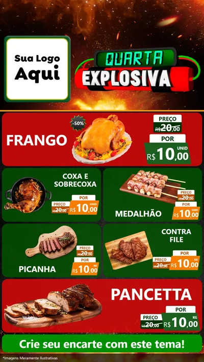 Modelo de TV para TV Vertical com o tema Quarta Explosiva para Assados