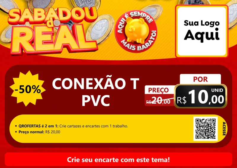 Modelo de Cartaz para Cartaz A4 Horizontal com o tema Sabadou do Real para Tubos e conexões