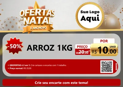 Modelo de Cartaz para Cartaz A4 Horizontal com o tema Ofertas De Natal E Ano Novo para Supermercado
