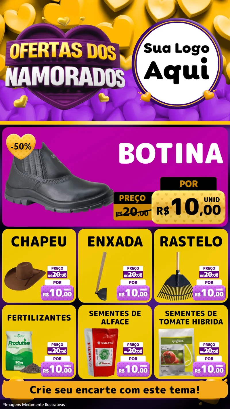 Modelo de Rede Social para Stories com o tema Oferta Dos Namorados para Agropecuária
