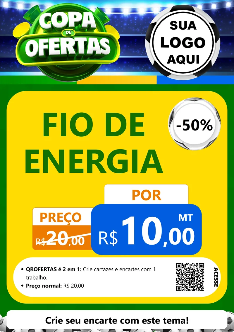 Modelo de Cartaz para Cartaz A4 Vertical com o tema Copa de Ofertas para Materiais Elétricos