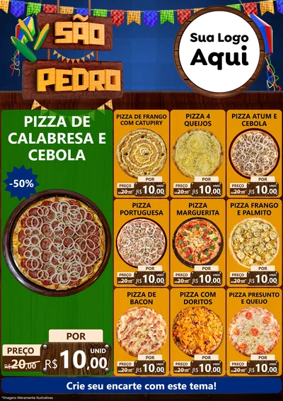 Modelo de Encarte para Encarte A4 Vertical com o tema São Pedro para Pizzaria