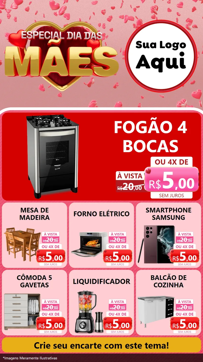 Modelo de Rede Social para Stories com o tema Especial Dia Das Mães para Móveis e Eletro