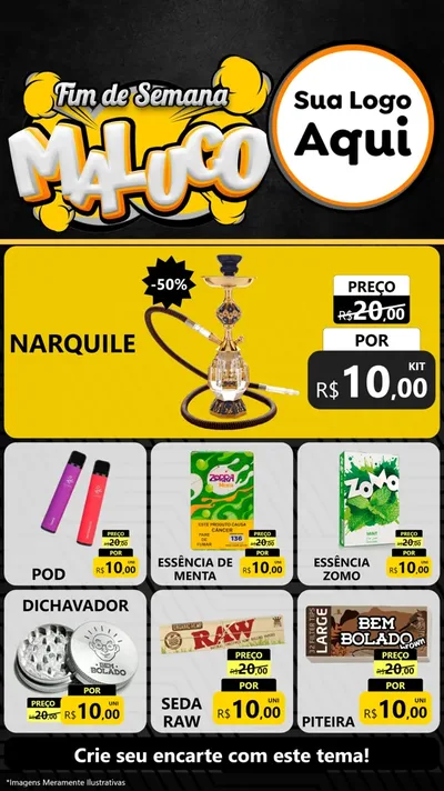 Modelo de Rede Social para Stories com o tema Fim de Semana Maluco para Tabacaria