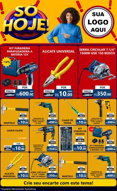 Modelo de Encarte para Encarte Grande com o tema Só Hoje! para Maquinas e Ferramentas