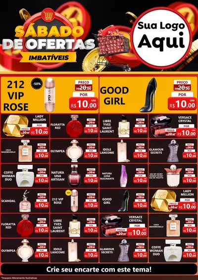 Modelo de Encarte para Encarte A4 Vertical com o tema Sábado de Ofertas Imbatíveis para Perfumes