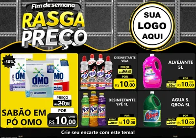Modelo de Encarte para Encarte A4 Horizontal com o tema Fim de Semana Rasga Preço para Produtos de Limpeza