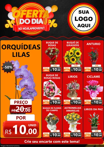 Modelo de Encarte para Encarte A4 Vertical com o tema Oferta do Dia - Só hoje, Aproveite! para Floricultura e jardim