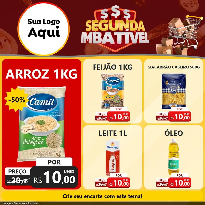 Modelo de Rede Social para Feed Facebook com o tema Segunda Imbatível para Supermercado