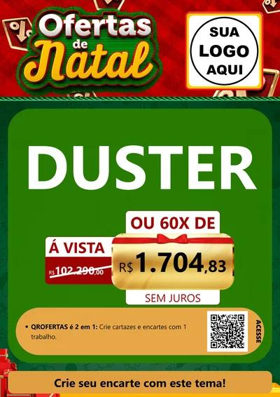 Modelo de Cartaz para Cartaz A4 Vertical com o tema Ofertas de Natal para Concessionaria de Carros