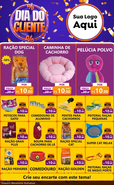 Modelo de Encarte para Encarte Grande com o tema Dia do Cliente para Pet Shop