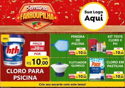 Modelo de Encarte para Encarte A4 Horizontal com o tema Semana Farroupilha para Produtos para Piscina