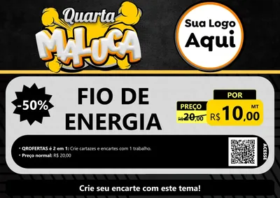 Modelo de Cartaz para Cartaz A4 Horizontal com o tema Quarta Maluca para Materiais Elétricos