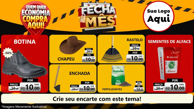 Modelo de TV para TV Horizontal com o tema Fecha Mês para Agropecuária