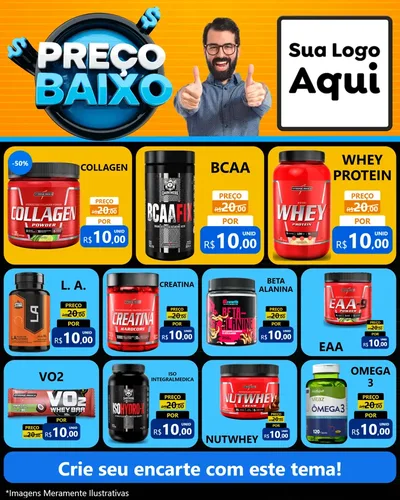 Modelo de Rede Social para Feed Instagram com o tema Preço Baixo para Suplementos alimentares
