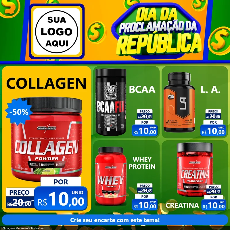 Modelo de Rede Social para Feed Facebook com o tema Dia Da Proclamação da República para Suplementos alimentares